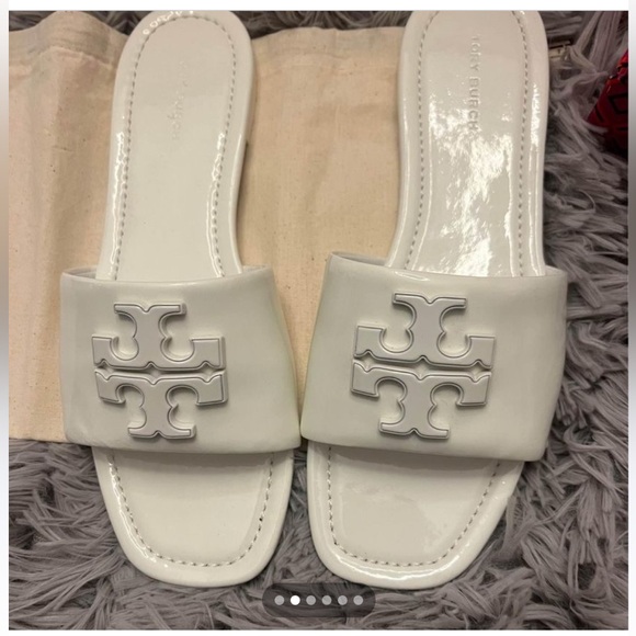 Tory Burch Shoes - Tory Burch white patent leather slides - NEW - sz 8. Eleanor slides in Gardenia